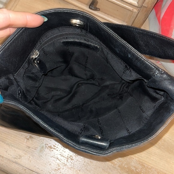 Vintage Ralph Lauren RL Leather Bag Snap Top Black Shoulder Strap Soft 1990’s - Picture 7 of 9